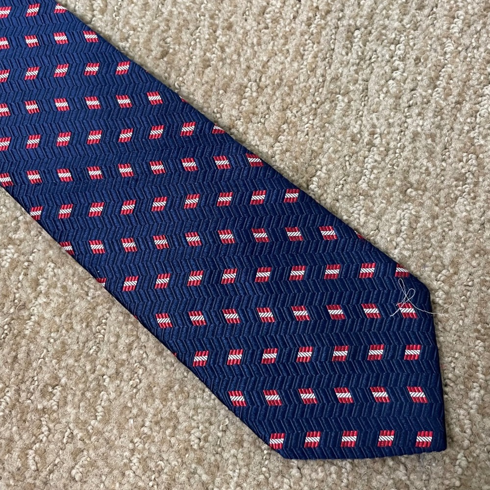 Brooks Brothers 346 Pure Silk Necktie Blue Red Diamond Pattern Men